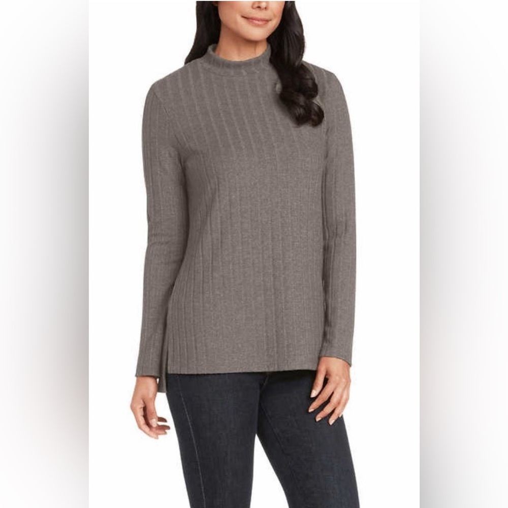 Matty M Ladies' Mock Neck Ribbed Tunic